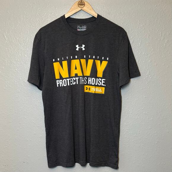 Under Armour US Navy Protect This House Short Sleeve Shirt Unisex Loose Medium - Picture 3 of 8
